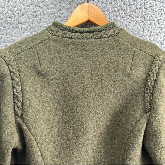 Vtg Fritz Litzlfelder Olive Green 100% Wool Women’s Jacket Sz 8 Braided Back - Picture 8 of 11